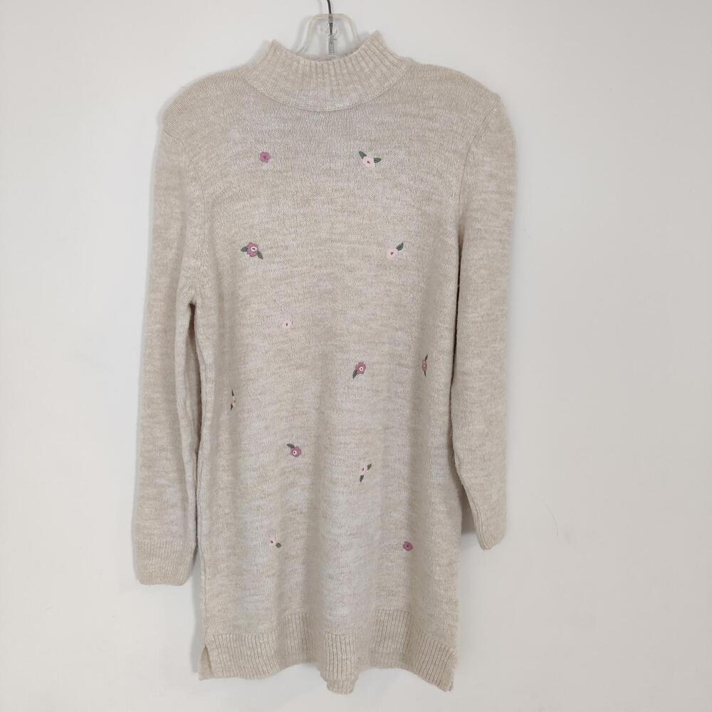 LC Waikiki Women's Floral Embroidered Sweater Tunic Dress
